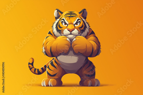 Tiger Mascot in Power Stance, Courageous Business Logo