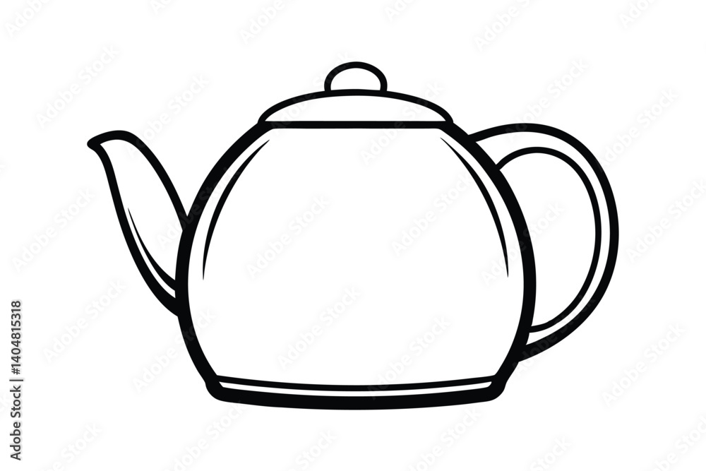 Simple Black And White Teapot Illustration For Drink Preparation And Relaxing With Tea Symbol Simple Black And White Teapot Illustration For Drink Preparation And Relaxing With Tea Symbol