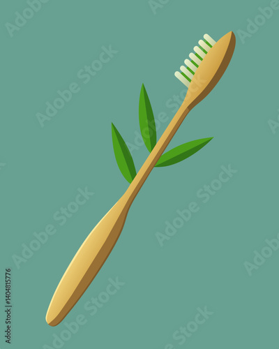A sleek bamboo toothbrush with a biodegradable handle saving the planet one brush at a time.. Vector illustration