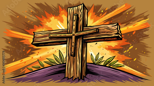 Drawing of cross in ash symbolizing religion sacrifice redemption Jesus Ash Wednesday lent Good Friday Copy space image Place for adding text or