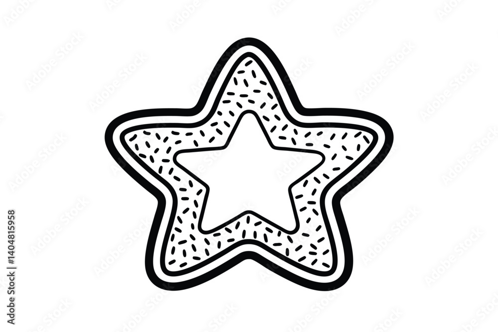 Star Shaped Cookie Outline Illustration Black And White Festive Celebration Graphic Element Simple Design Perfect For Holiday Themes Star Shaped Cookie Outline Illustration Black And White Festive Celebration Graphic Element Simple Design Perfect For Holiday Themes