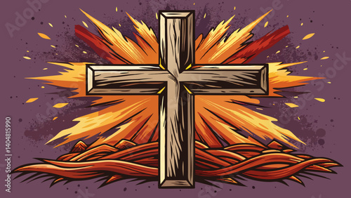 Drawing of cross in ash symbolizing religion sacrifice redemption Jesus Ash Wednesday lent Good Friday Copy space image Place for adding text or