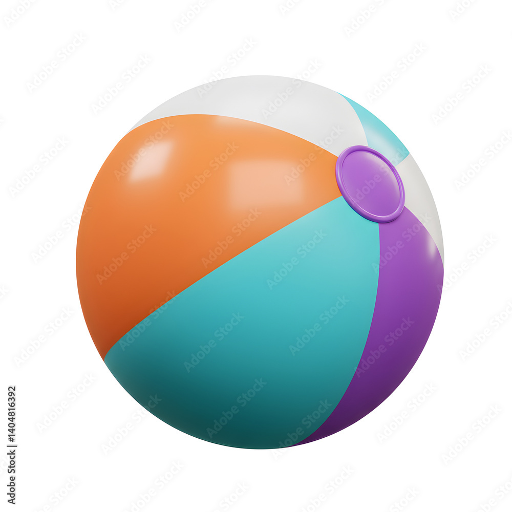 3D render of colorful beach ball isolated on white summer enjoyment theme 3D render of colorful beach ball isolated on white summer enjoyment theme