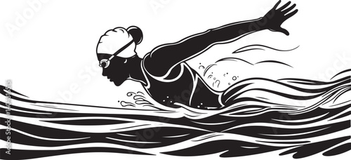 Swimmer Silhouette Vector Bundle