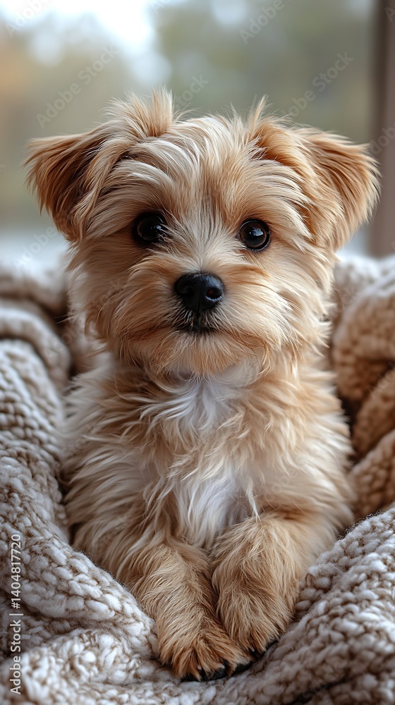 Soft fur puppy lying peacefully high resolution picture