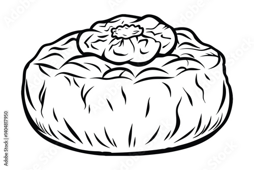 Hand Drawn Dumpling Manti Illustration Isolated Design Element Traditional Food Recipe Preparation Asian Cuisine Culinary Art