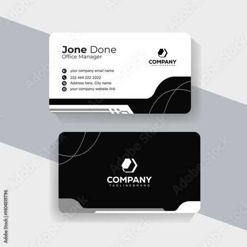 Elegant Monochrome Business Card Template for Corporate Identity. Professional black and white business card mockup, minimal template for creative branding solutions.