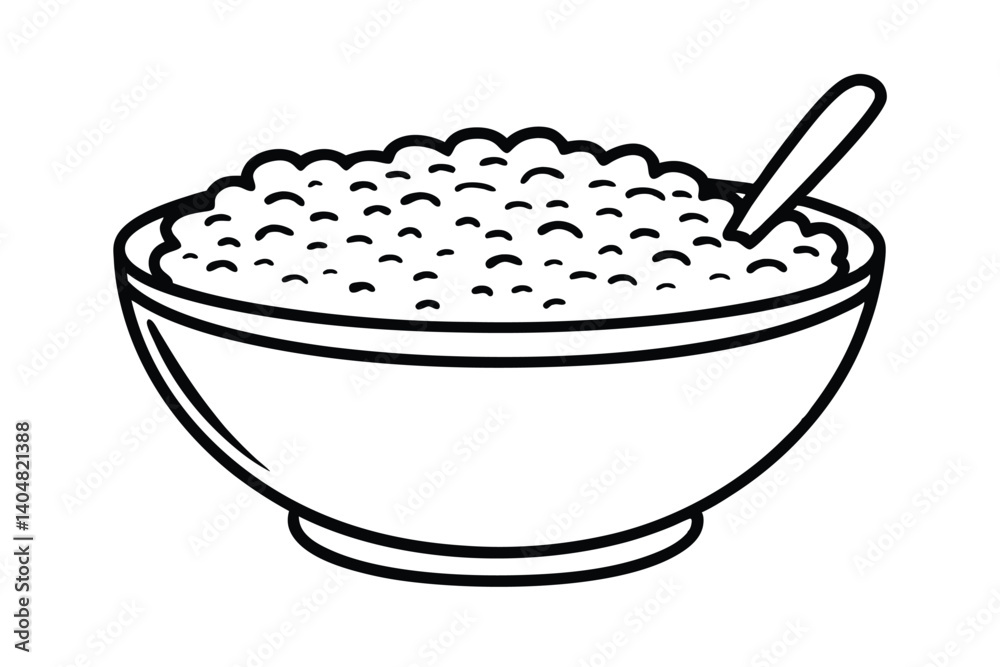 Line Art Illustration Of A Bowl Filled With Food And A Spoon Perfect For Culinary Or Healthy Eating Designs Line Art Illustration Of A Bowl Filled With Food And A Spoon Perfect For Culinary Or Healthy Eating Designs