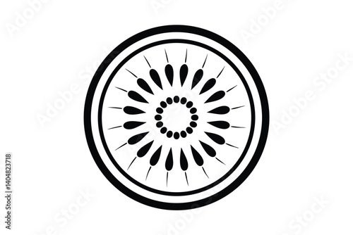 Kiwi Fruit Slice Graphic Black And White Style Design Element For Healthy Food Icon Symbol