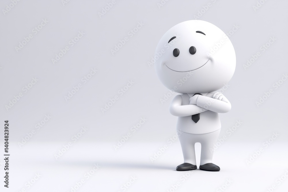 Friendly 3D Character with Smile Wearing Suit and Tie, Isolated Background Friendly 3D Character with Smile Wearing Suit and Tie, Isolated Background