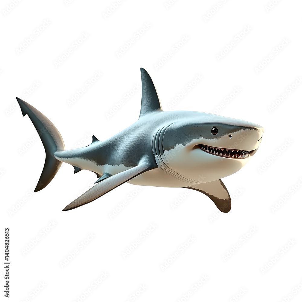 A sleek, 3D-rendered gray shark with a pointed snout turns to the right against a transparent background. Its dynamic pose captures your attention. (Transparent Background) A sleek, 3D-rendered gray shark with a pointed snout turns to the right against a transparent background. Its dynamic pose captures your attention. (Transparent Background)