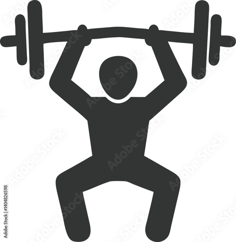 Silhouette of Person Lifting Barbell in Squat Position on Transparent Background