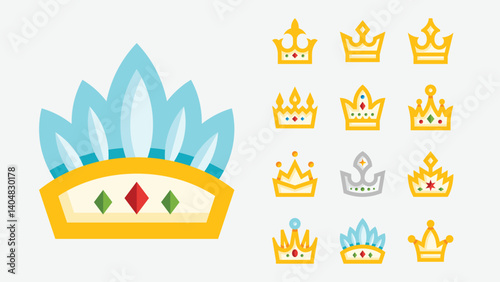 Royalty Crown King Queen Color Icons