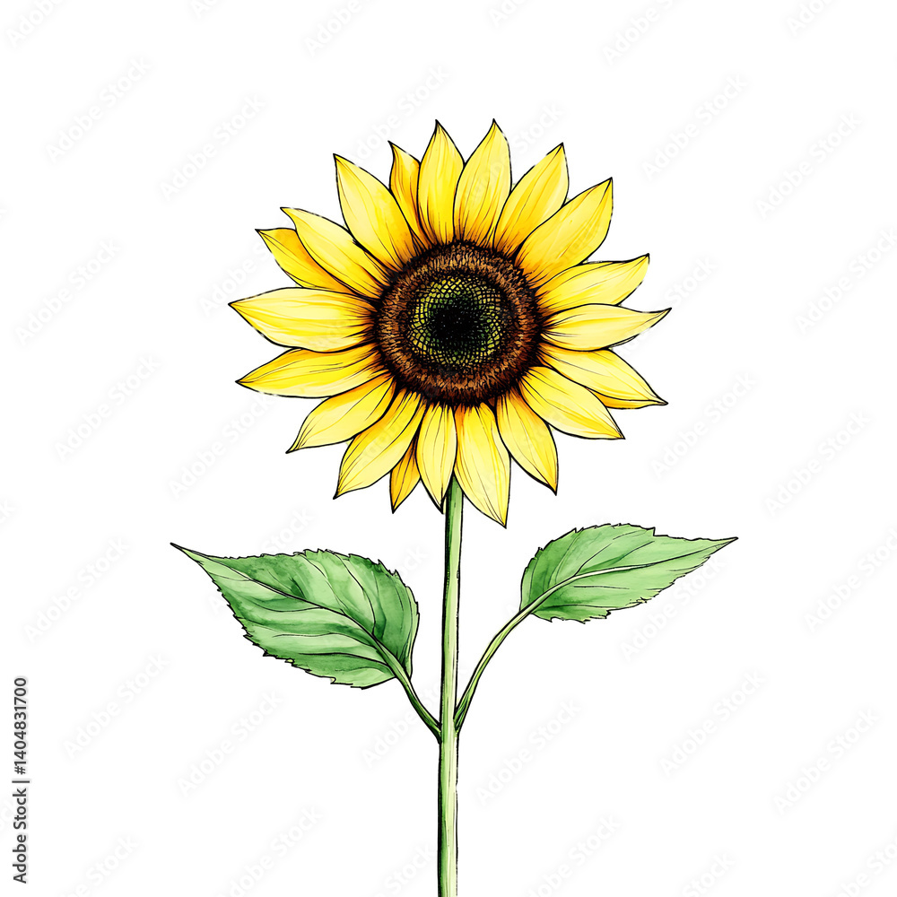 Obraz premium Hand-drawn sunflower