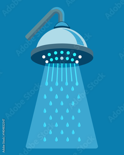 A watersaving showerhead that reduces water consumption without sacrificing water pressure.. Vector illustration
