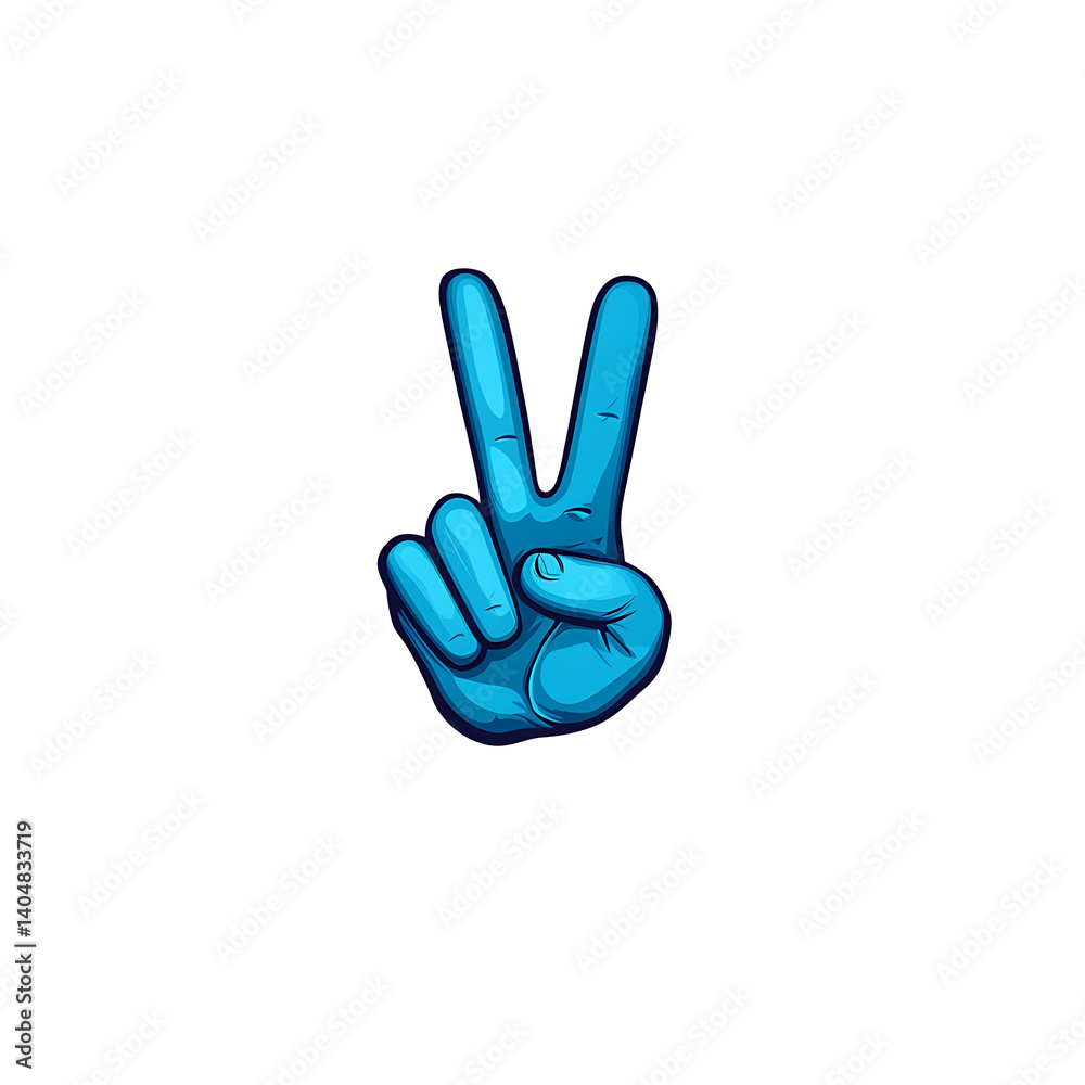 Fototapeta premium Blue hand making a peace sign emoji