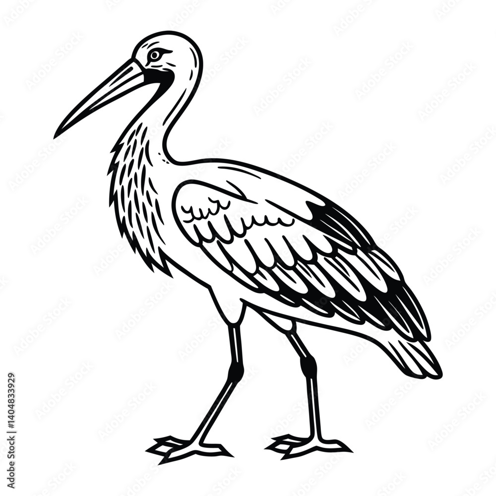 Fototapeta premium stork on a white background