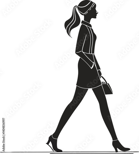 Elegant Female Silhouette - Minimalist Black & White Fashion Fullbody Portrait