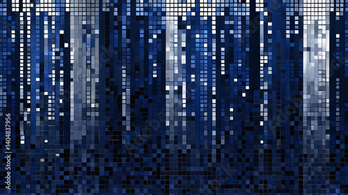 Wallpaper Mural Abstract digital art featuring a mosaic of blue and gray squares, creating a dynamic and modern aesthetic. Perfect for tech-related projects. Torontodigital.ca