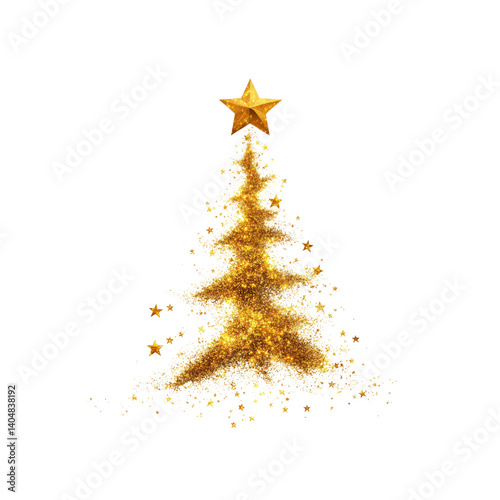 Golden Glitter Christmas Tree with Star