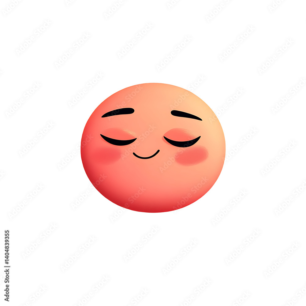Fototapeta premium Pink Relieved Face Emoji with Closed Eyes