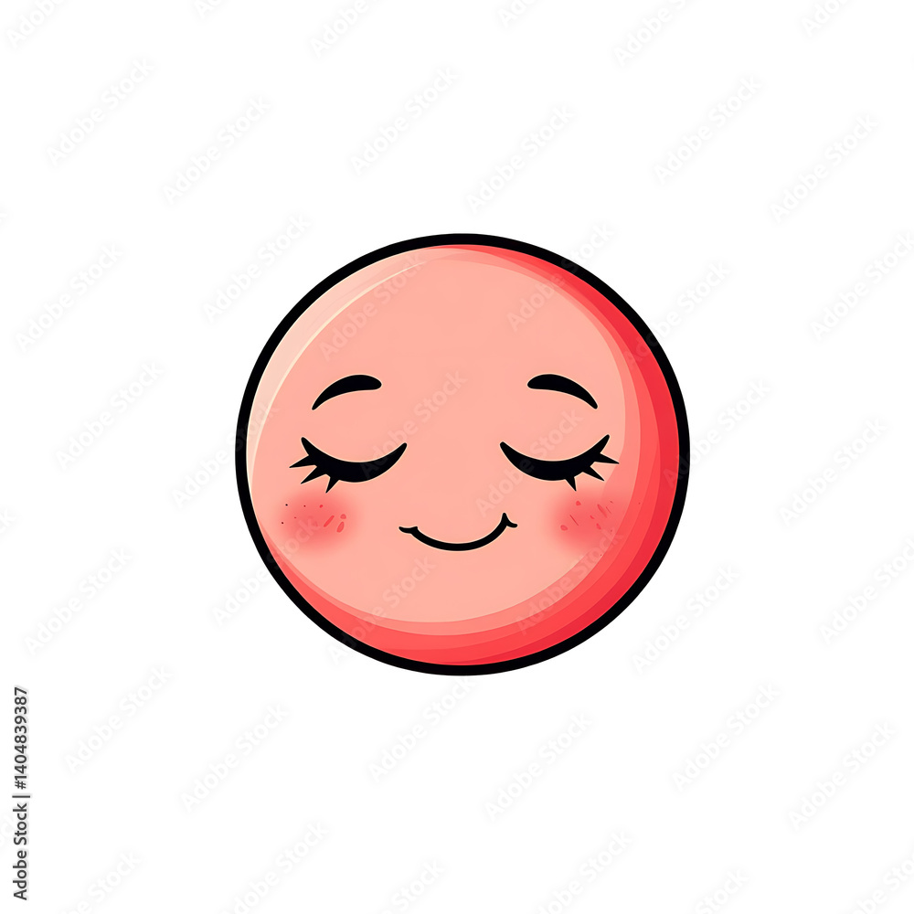 Fototapeta premium Pink Relieved Face Emoji with Closed Eyes