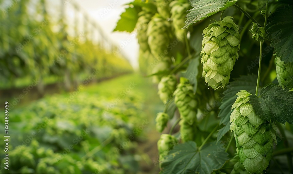 Vibrant Green Hop Cones Primed for Craft Brewing