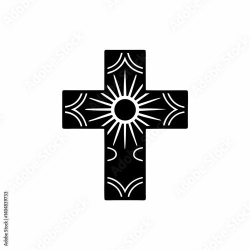 creative details Sunrise Cross Icon Vector Illustration