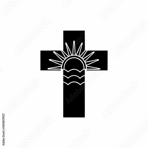 creative details Sunrise Cross Icon Vector Illustration photo