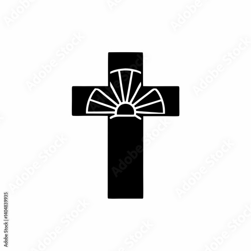creative details Sunrise Cross Icon Vector Illustration