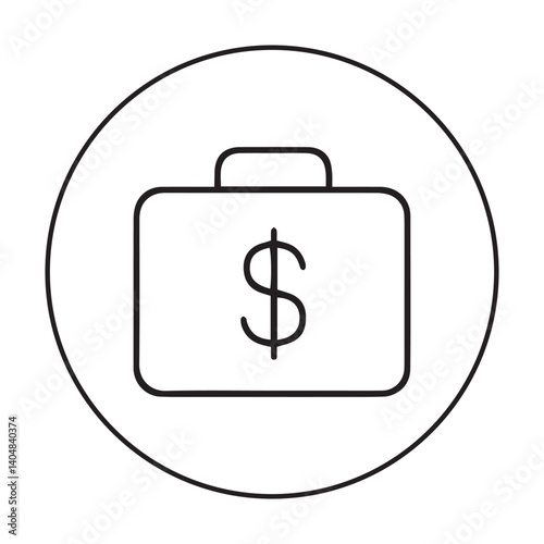 Outline icon of a briefcase with a dollar sign, symbolizing financial investment, funding, and capital for healthcare startups and digital health innovation