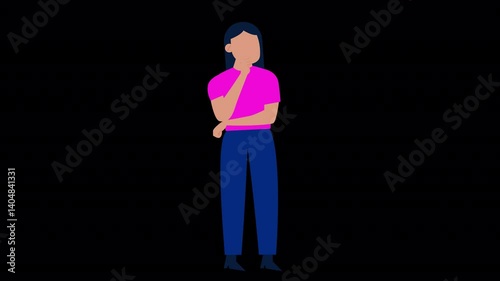 Woman Thinking Animation 4K On Alpha