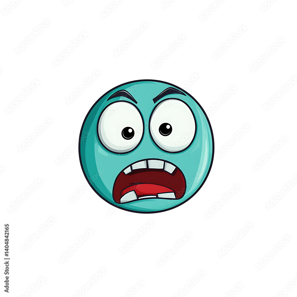 Fototapeta premium Blue Scared Face Emoji