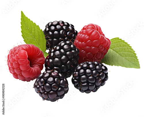 Raspberries, blackberries, and blueberries Isolated on Transparent Background