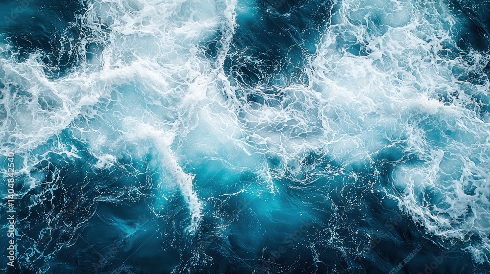 Fototapeta premium Ocean Waves: A Captivating Aerial View of Turquoise Waters and Whitecaps