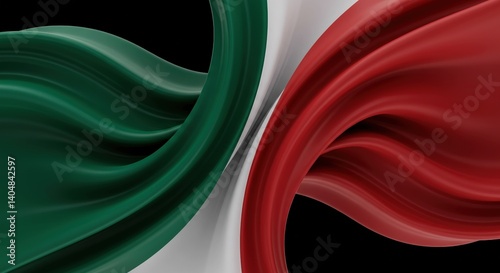 Abstract Italian Flag Flowing Against a Black Background