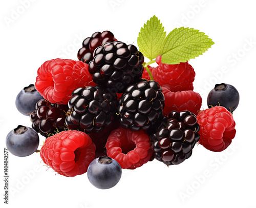 Raspberries, blackberries, and blueberries Isolated on Transparent Background