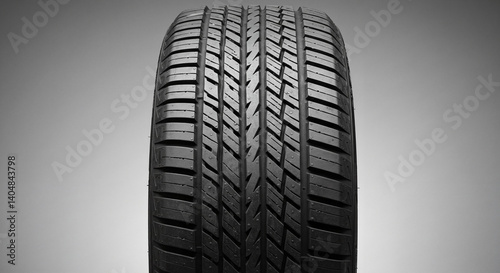 All-season tires, Close-up of an all-season tire with intricate tread design, showcasing performance features, product photography, copy space