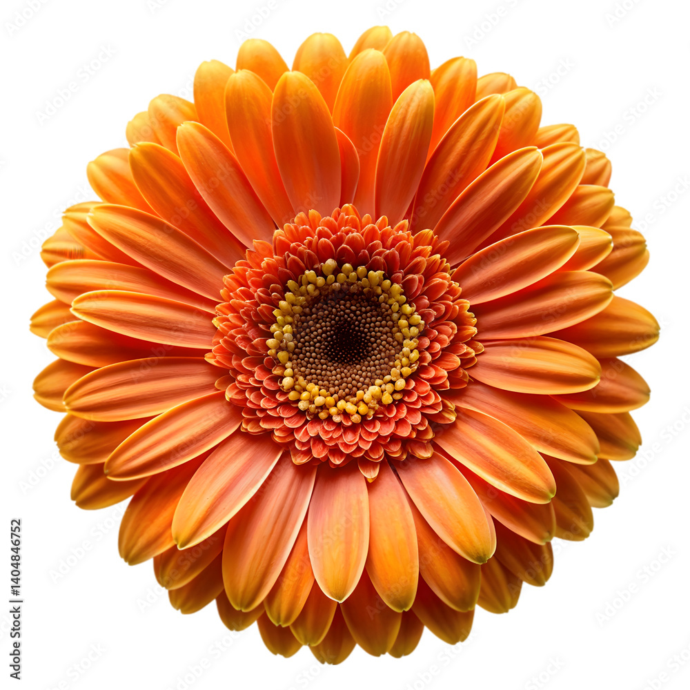 orange gerbera top view isolated on transparent background