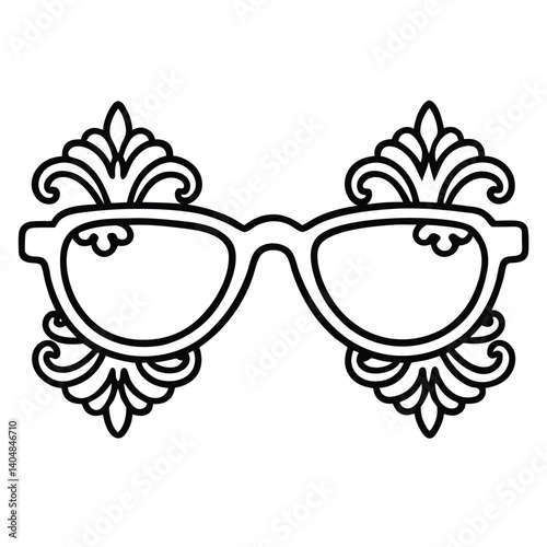 Minimalist Damask Sunglasses Frame Vector Illustration – Stylish, Fashion, Vintage, Elegant, Luxury, Accessories