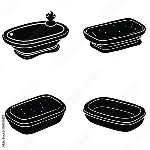 Soap Dish Vector Silhouetted Bundle Set Collection