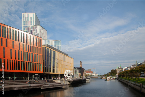 Swedish Cityscape : Malmo's Blurred Crowds and Moving Clouds