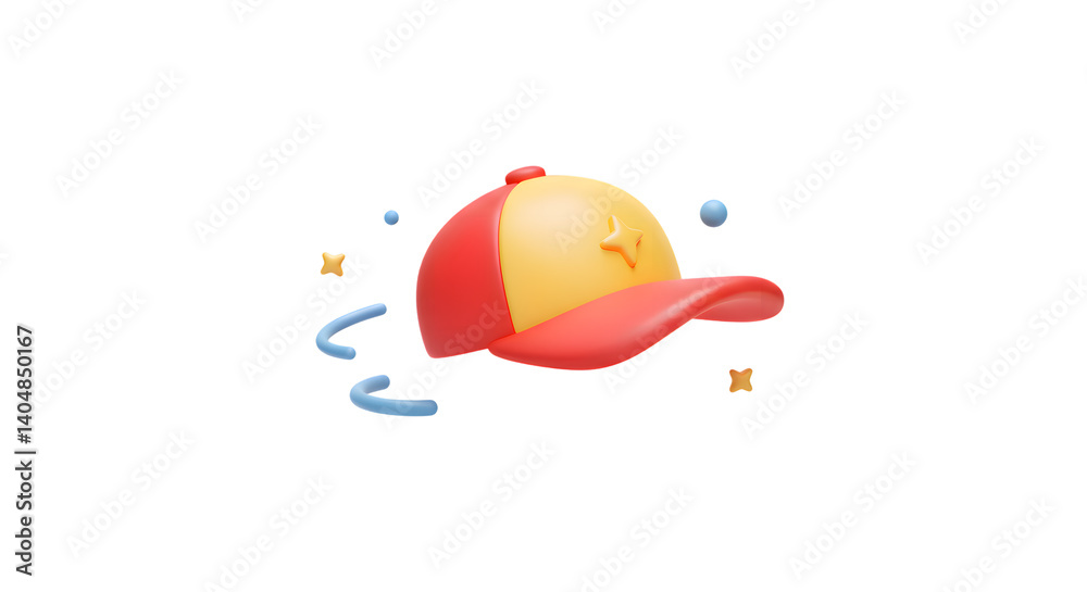 Fototapeta premium 3D Rendered Red and Yellow Baseball Cap Design