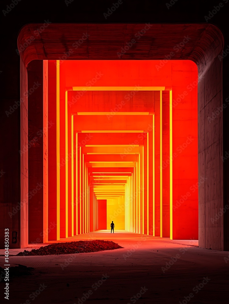 Fototapeta premium Tunnel Orange Lightway
