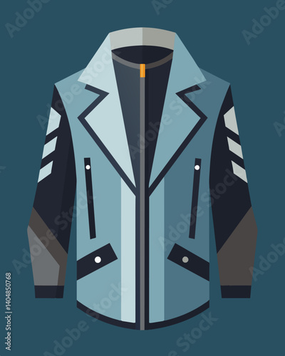 A sleek and stylish jacket with detachable parts allowing for easy repairs and updates to keep it in fashion for years to come.. Vector illustration