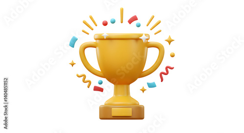 Gold Trophy 3D Render Achievement Award Success