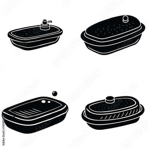 Soap Dish Vector Silhouetted Bundle Set Collection
