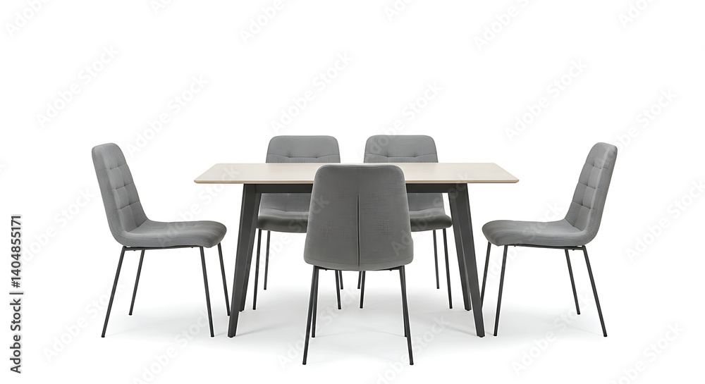 Fototapeta premium Modern Dining Set: Grey Velvet & Oak Elegance AI Generated