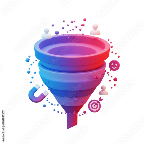 3D Marketing Funnel Customer Acquisition Conversion Sales Process Lead Management Rate Optimization