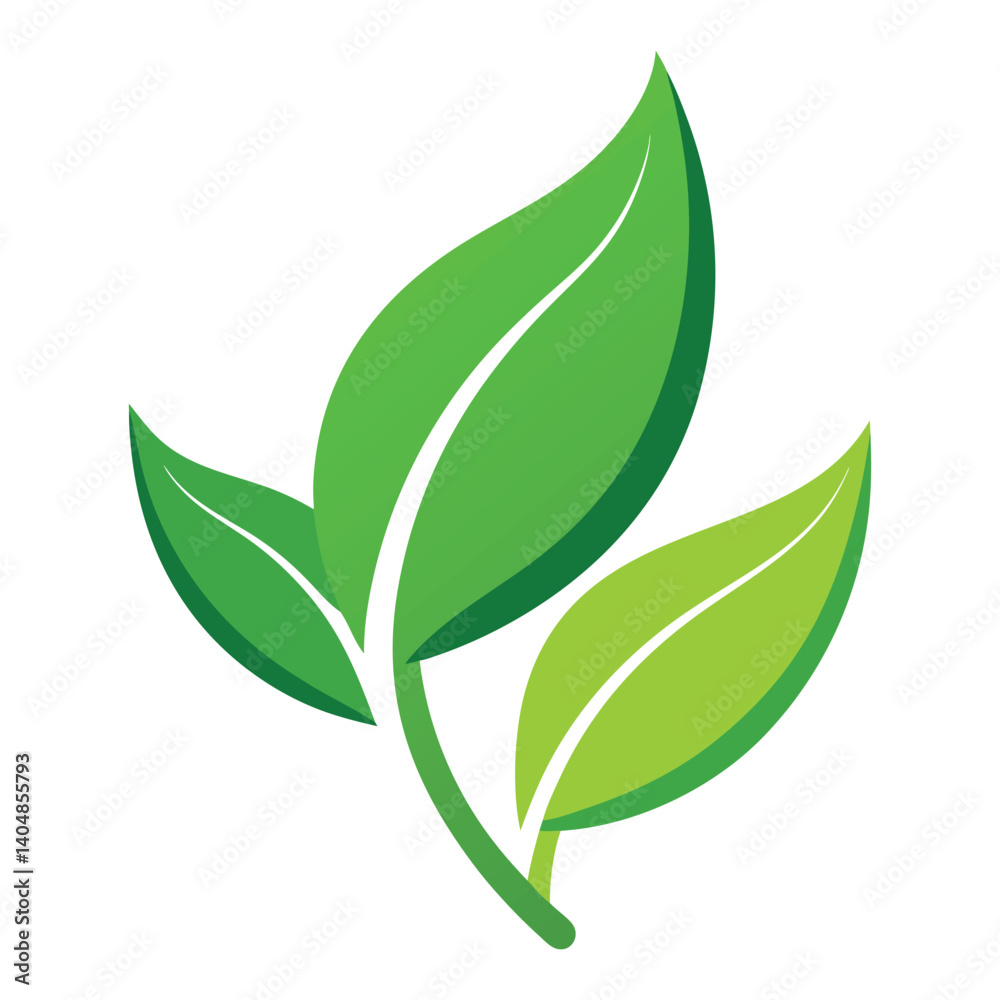 Naklejka premium Green vector leaves, a natural eco element from a plant branch, isolated